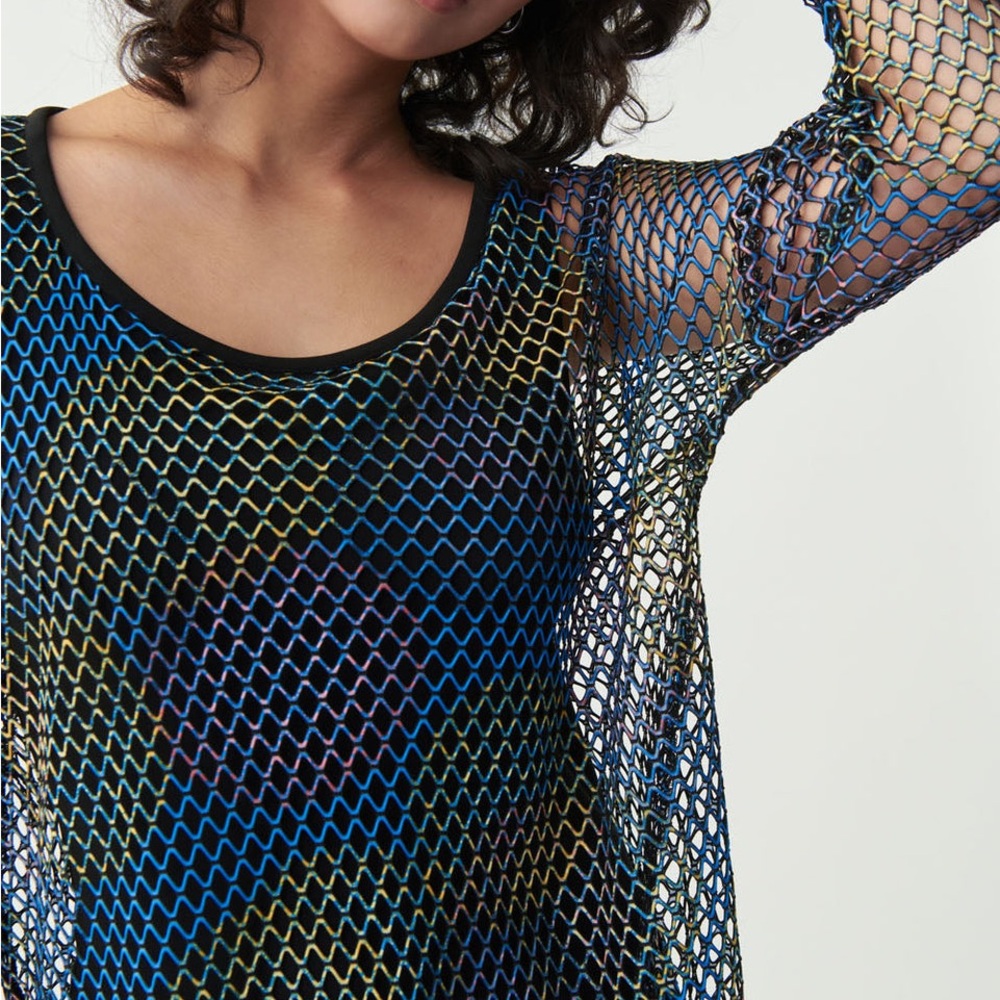 Joseph Ribkoff Multicolor Mesh Blouse - Picture 3 of 6
